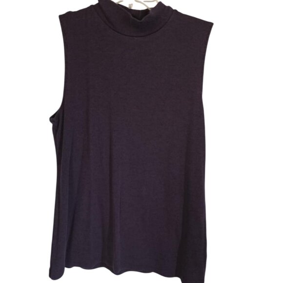 Croft & Barrow Mock Turtleneck Sleeveless thicker Top Deep Plum Purple - Picture 1 of 3